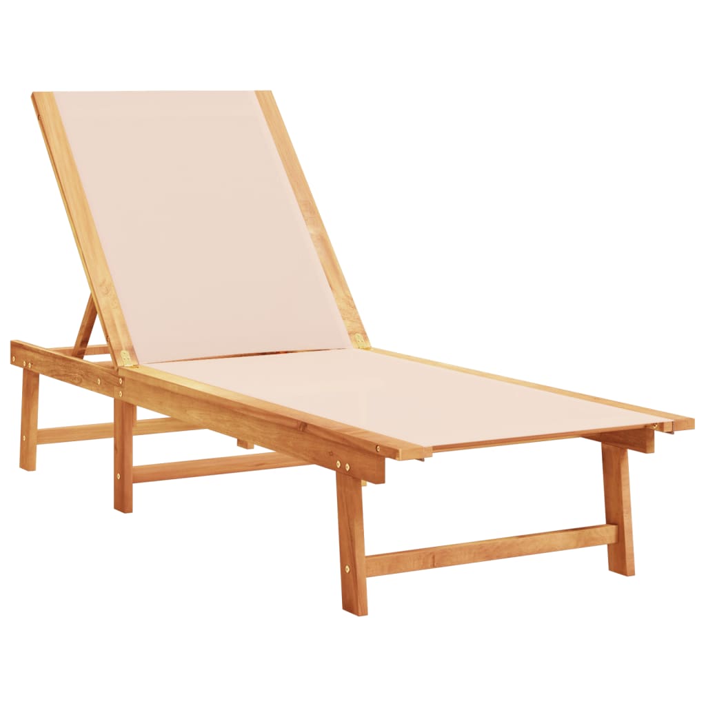 vidaXL Sun Loungers 2 pcs Cream Solid Wood Acacia and Textilene 3