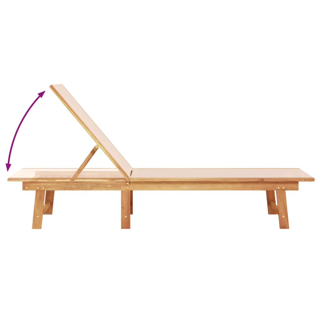 vidaXL Sun Loungers 2 pcs Cream Solid Wood Acacia and Textilene 4