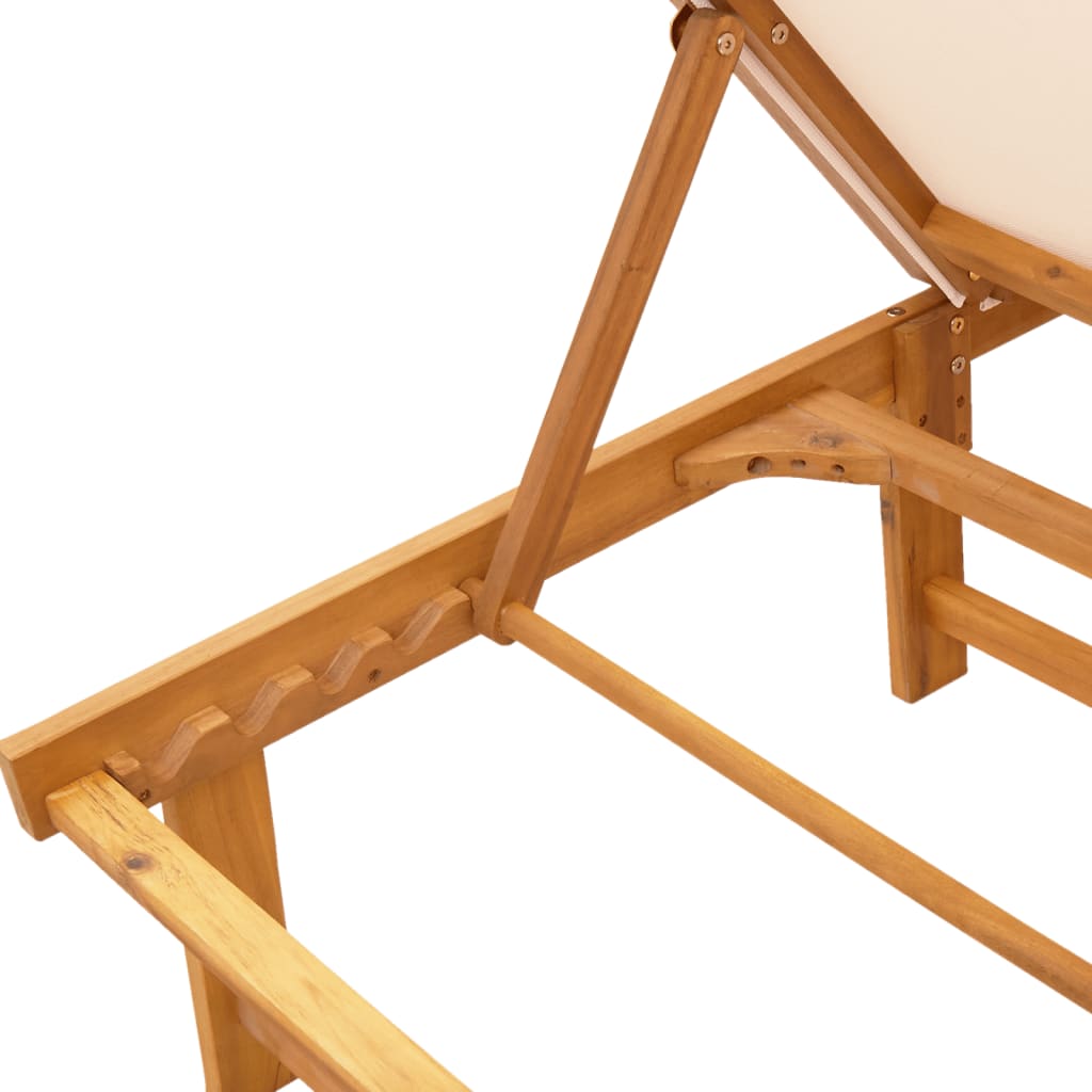vidaXL Sun Loungers 2 pcs Cream Solid Wood Acacia and Textilene 5
