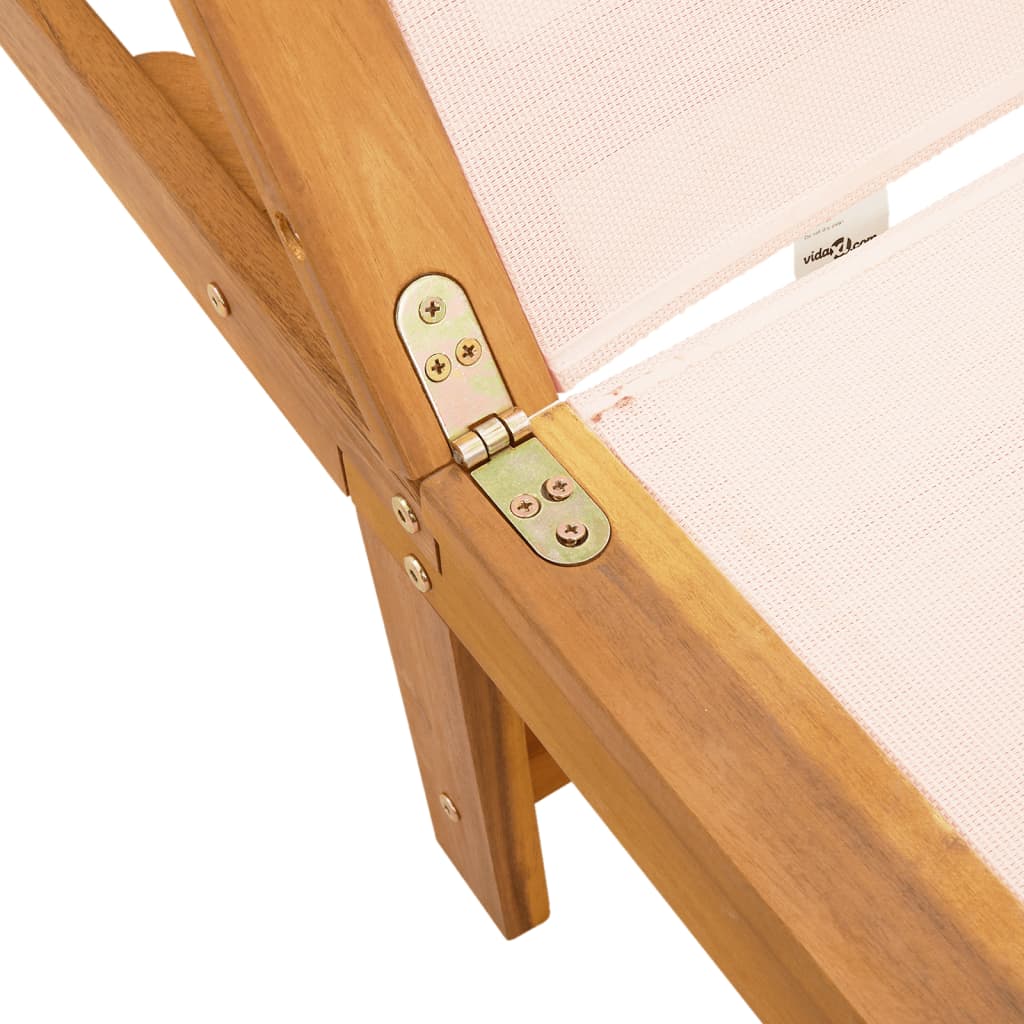 vidaXL Sun Loungers 2 pcs Cream Solid Wood Acacia and Textilene 6