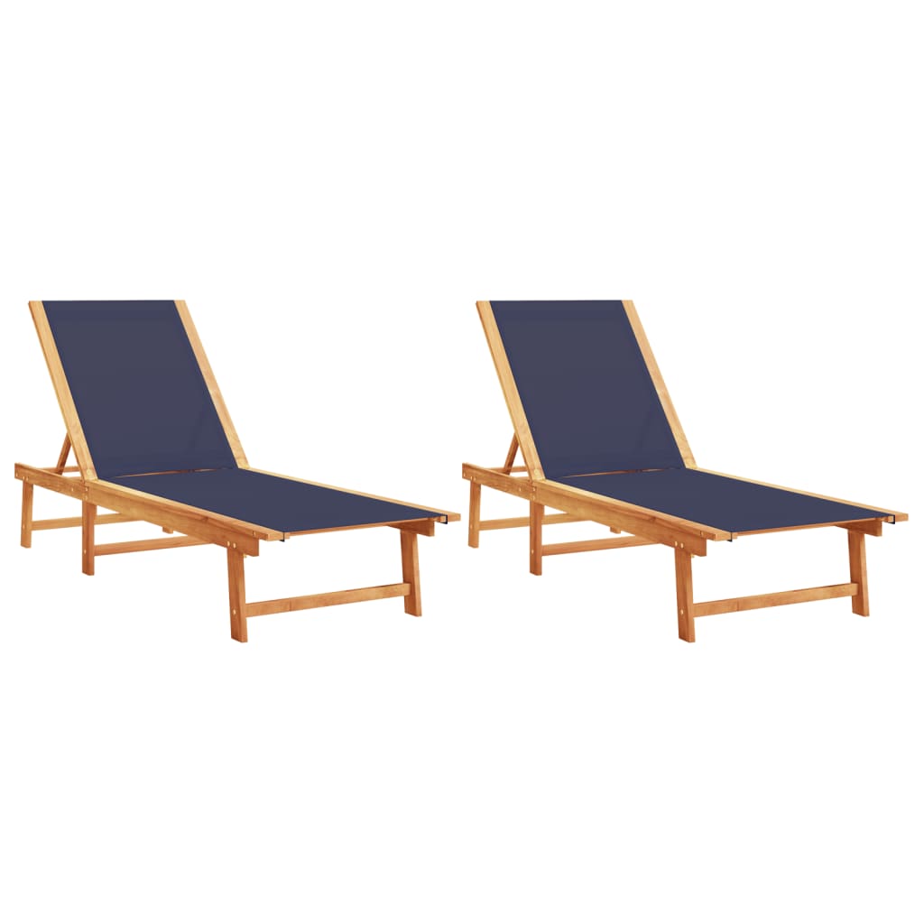 vidaXL Sun Loungers 2 pcs Blue Solid Wood Acacia and Textilene 2