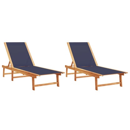 vidaXL Sun Loungers 2 pcs Blue Solid Wood Acacia and Textilene 2