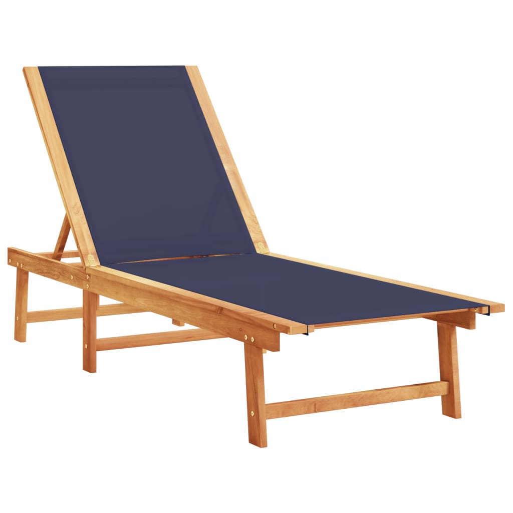 vidaXL Sun Loungers 2 pcs Blue Solid Wood Acacia and Textilene 3