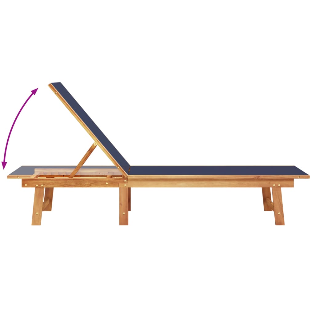 vidaXL Sun Loungers 2 pcs Blue Solid Wood Acacia and Textilene 4