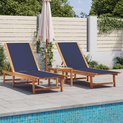vidaXL Sun Loungers 2 pcs Blue Solid Wood Acacia and Textilene 1