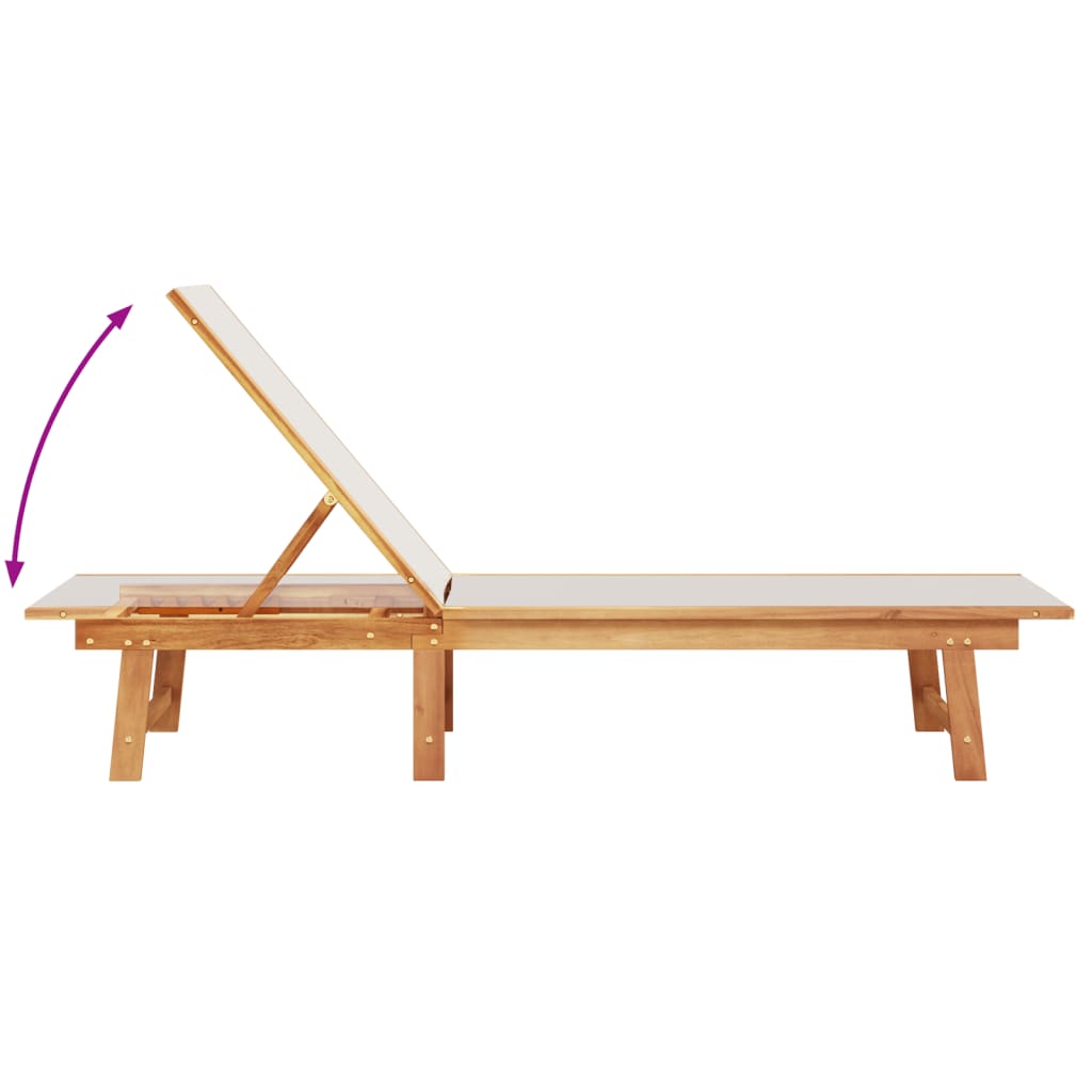 vidaXL Sun Loungers 2 pcs with Table Grey Solid Wood Acacia&Textilene 5