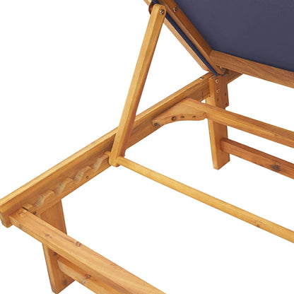 vidaXL Sun Loungers 2 pcs with Table Blue Solid Wood Acacia&Textilene 5