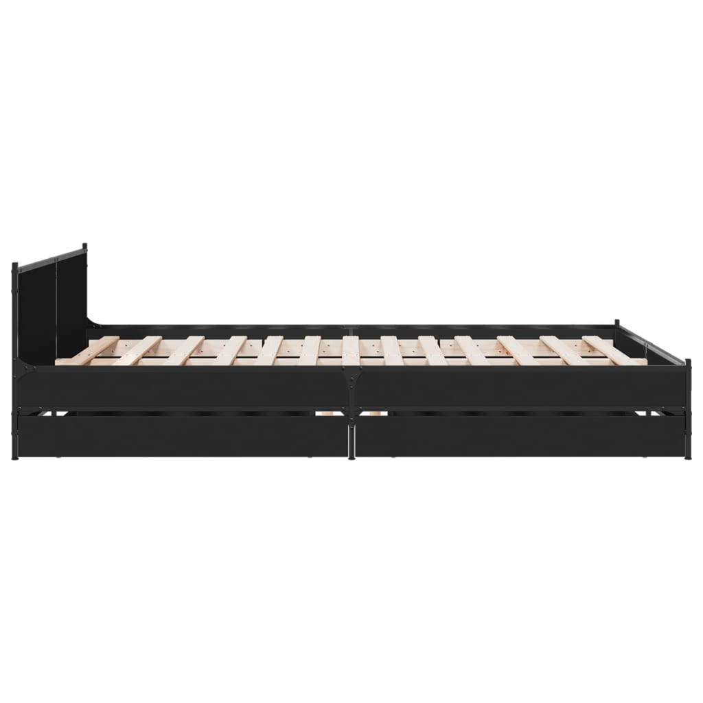 Bed Frame with Drawers without Mattress Black 135 cm