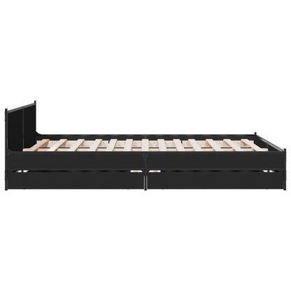 Bed Frame with Drawers without Mattress Black 135 cm