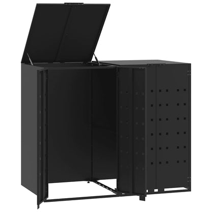vidaXL Wheelie Bin Storage for 2 Bins Black 138x79x117 cm Steel 2