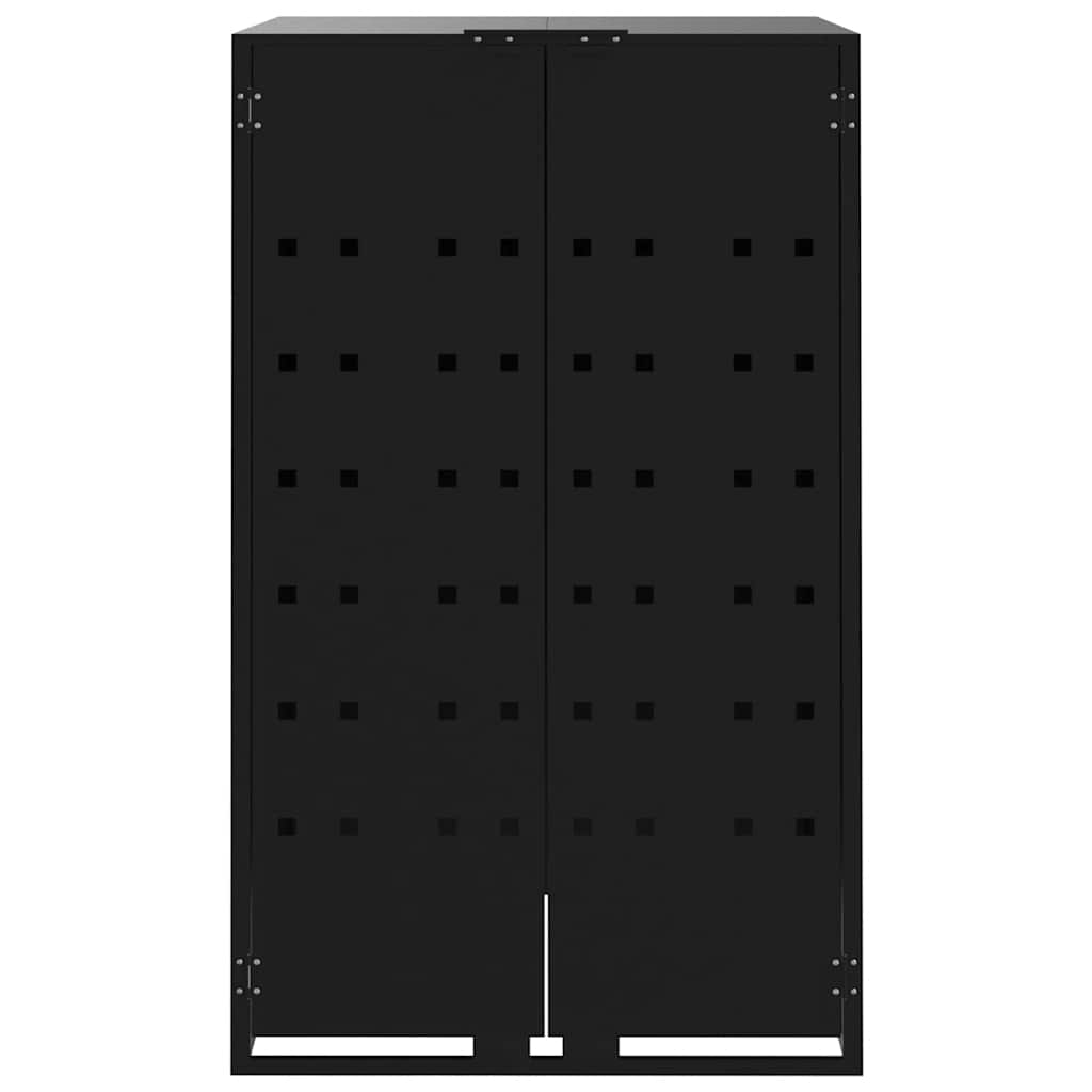 vidaXL Wheelie Bin Storage for 2 Bins Black 138x79x117 cm Steel 5