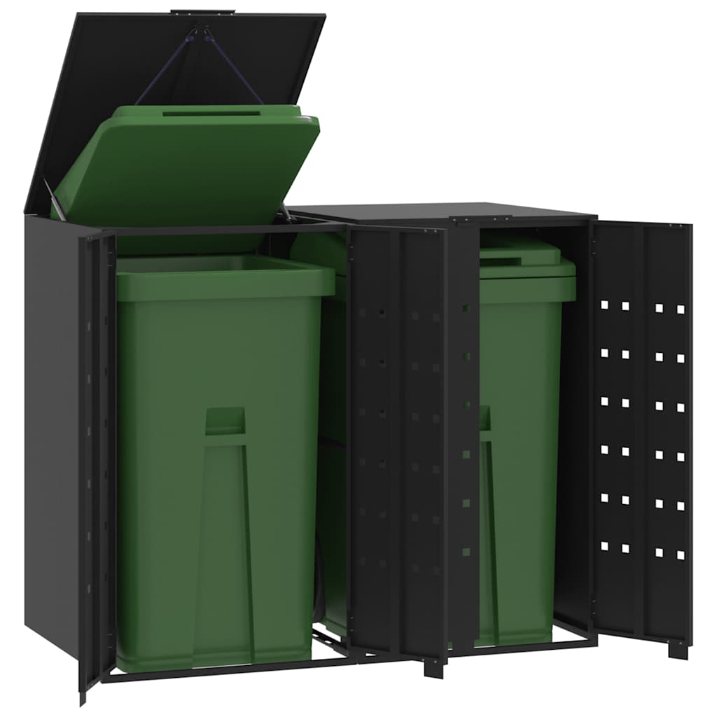 vidaXL Wheelie Bin Storage for 2 Bins Black 138x79x117 cm Steel 1