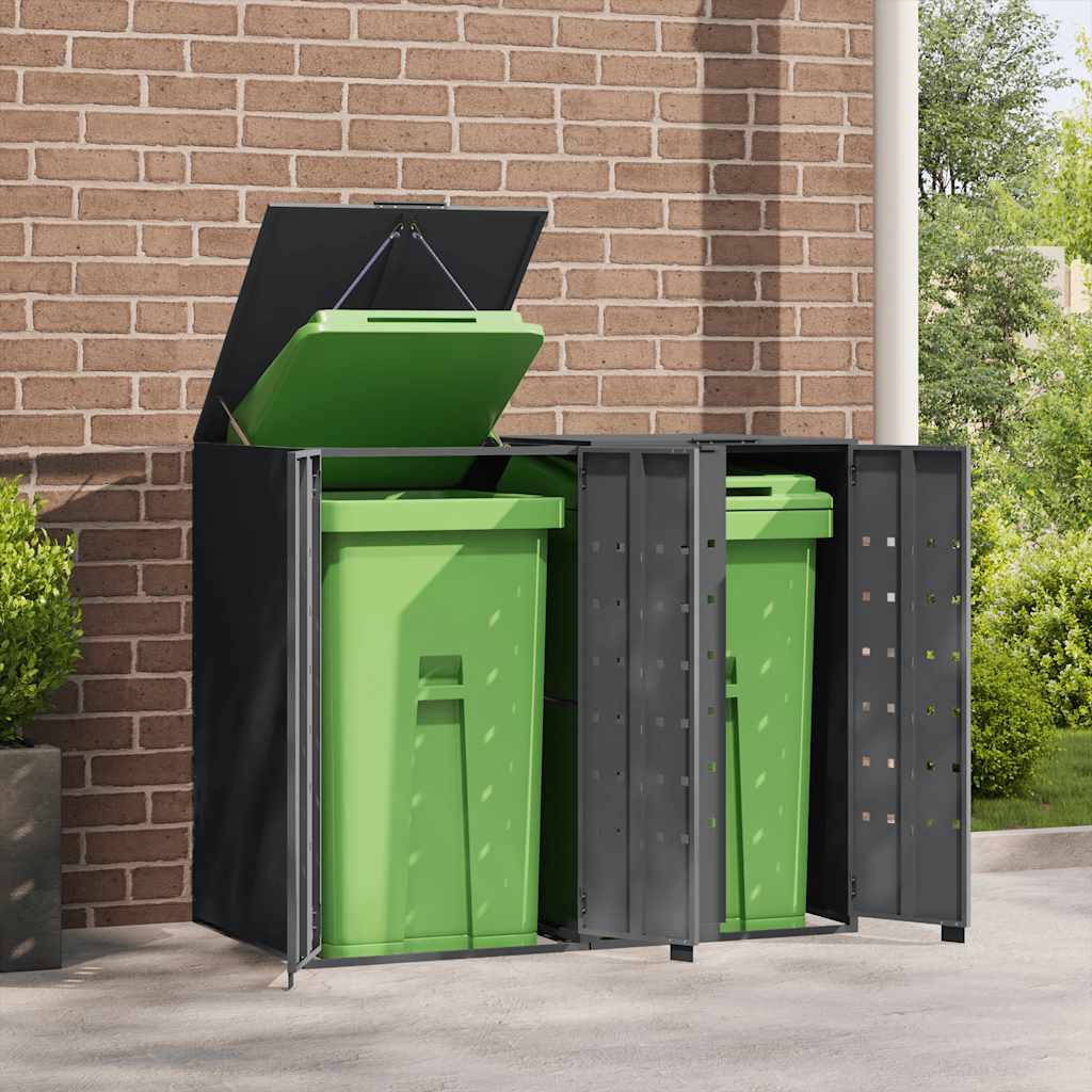 vidaXL Wheelie Bin Storage for 2 Bins Anthracite 138x79x117 cm Steel 3