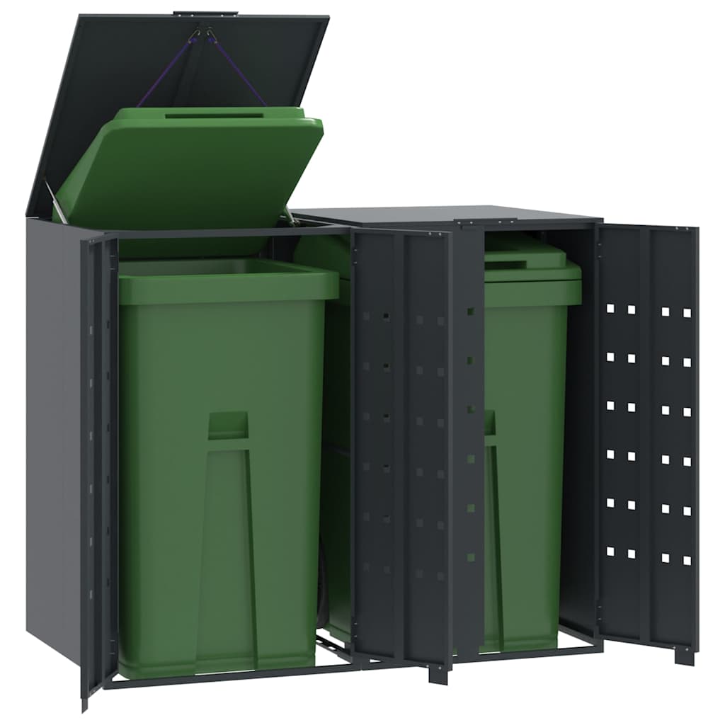vidaXL Wheelie Bin Storage for 2 Bins Anthracite 138x79x117 cm Steel 1