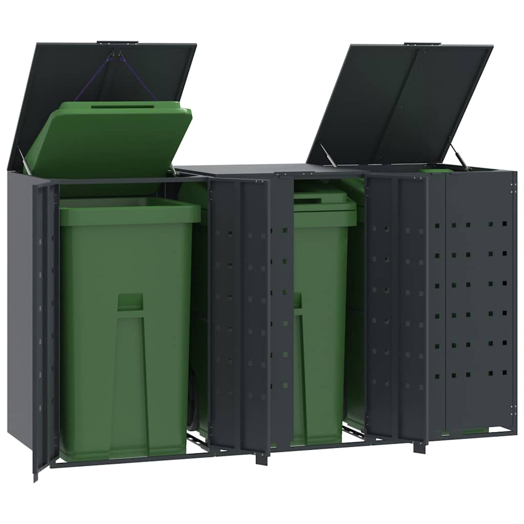 vidaXL Wheelie Bin Storage for Bins 138x79x117 cm Steel Gas Lift-up Lid