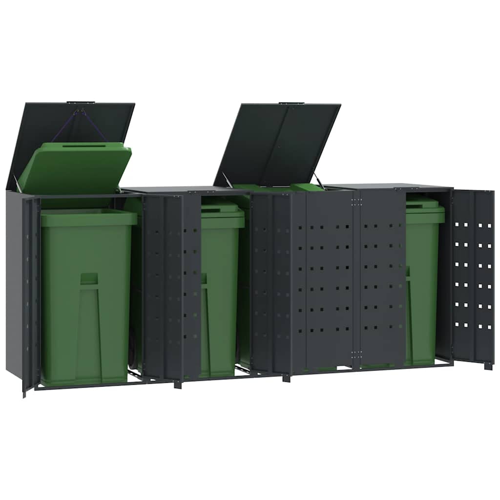 vidaXL Wheelie Bin Storage for Bins 138x79x117 cm Steel Gas Lift-up Lid