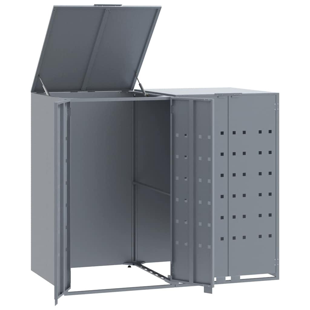 vidaXL Wheelie Bin Storage for 2 Bins Grey 138x79x117 cm Steel 2