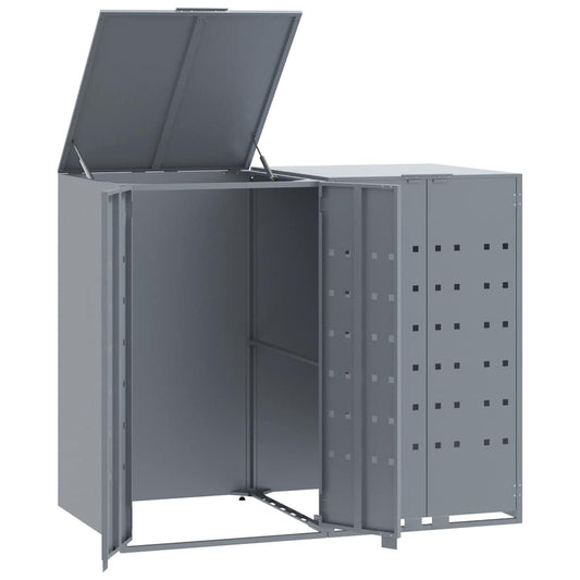 vidaXL Wheelie Bin Storage for 2 Bins Grey 138x79x117 cm Steel 2