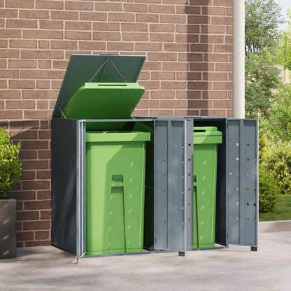 vidaXL Wheelie Bin Storage for 2 Bins Grey 138x79x117 cm Steel 3