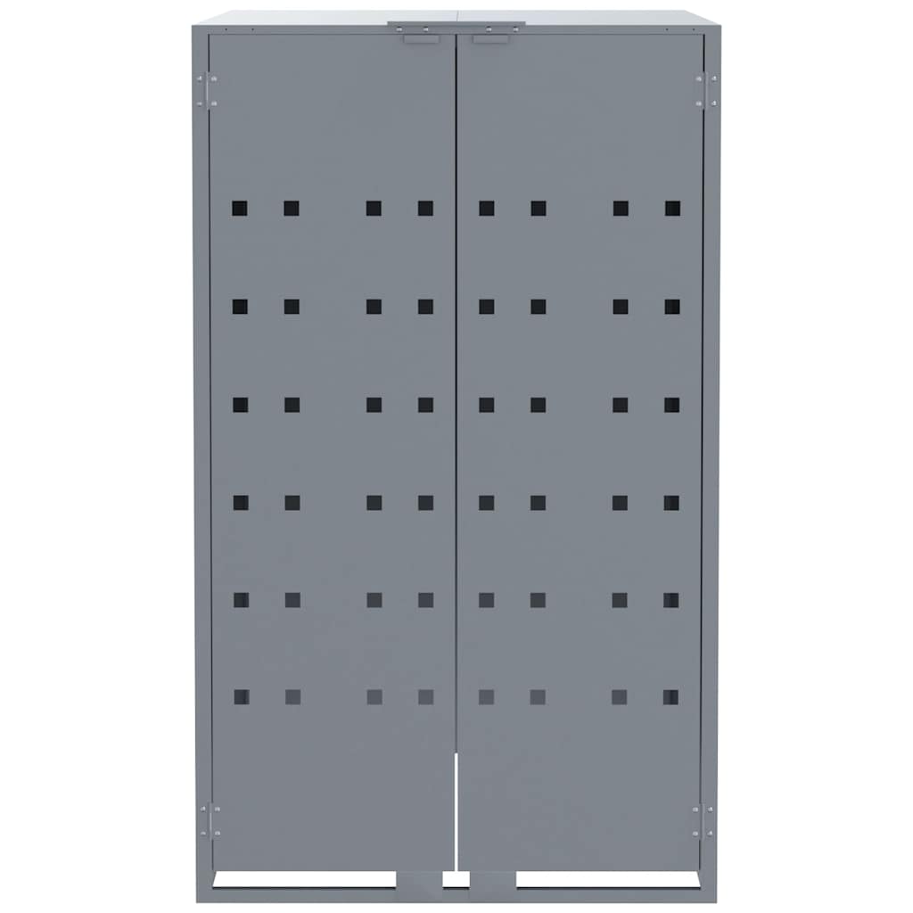 vidaXL Wheelie Bin Storage for 2 Bins Grey 138x79x117 cm Steel 5