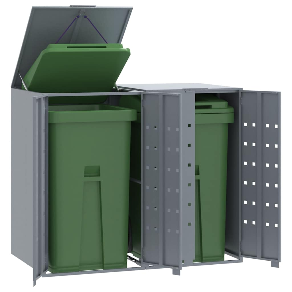vidaXL Wheelie Bin Storage for 2 Bins Grey 138x79x117 cm Steel 1