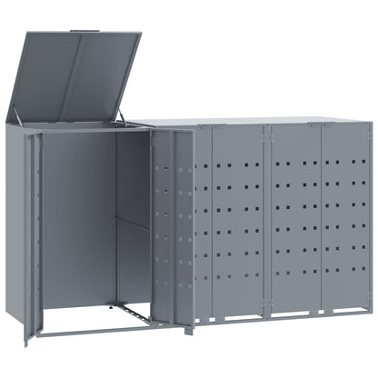 Wheelie Bin Storage for Bins 138x79x117 cm Steel gas lift-up lid Grey 3