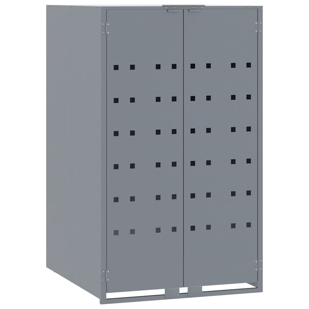 vidaXL Wheelie Bin Storage for 3 Bins Grey 207x79x117 cm Steel 4