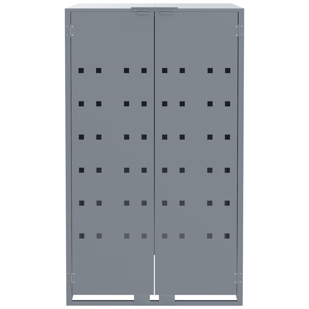 vidaXL Wheelie Bin Storage for 3 Bins Grey 207x79x117 cm Steel 5
