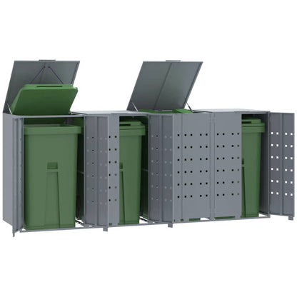 vidaXL Wheelie Bin Storage for Bins 138x79x117 cm Steel Gas Lift-up Lid