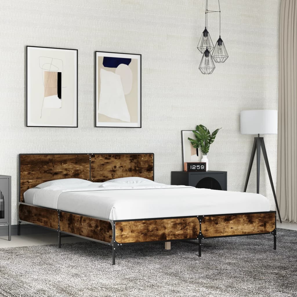 Bed Frame without Mattress Smoked Oak 120 x 200 cm
