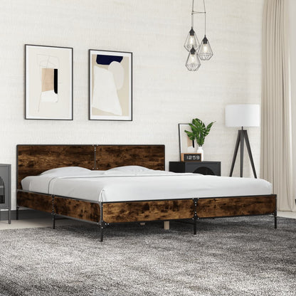 Bed Frame without Mattress Smoked Oak 200 x 200 cm