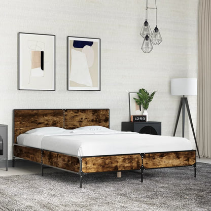 Bed Frame without Mattress Smoked Oak 140 x 190 cm