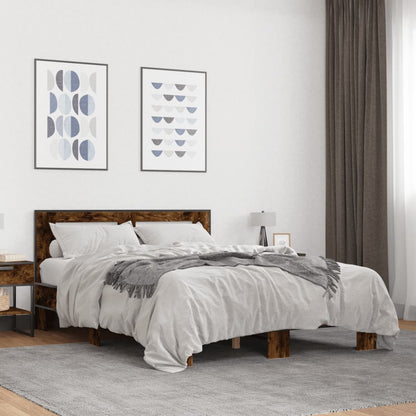 Bed Frame without Mattress Length 190 cm Smoked oak 135 cm