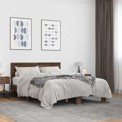 Bed Frame without Mattress Length 200 cm Brown oak 120 cm