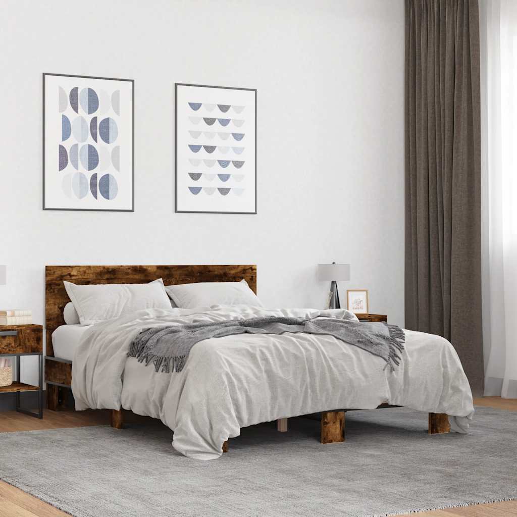 Bed Frame without Mattress Length 190 cm Smoked oak 120 cm