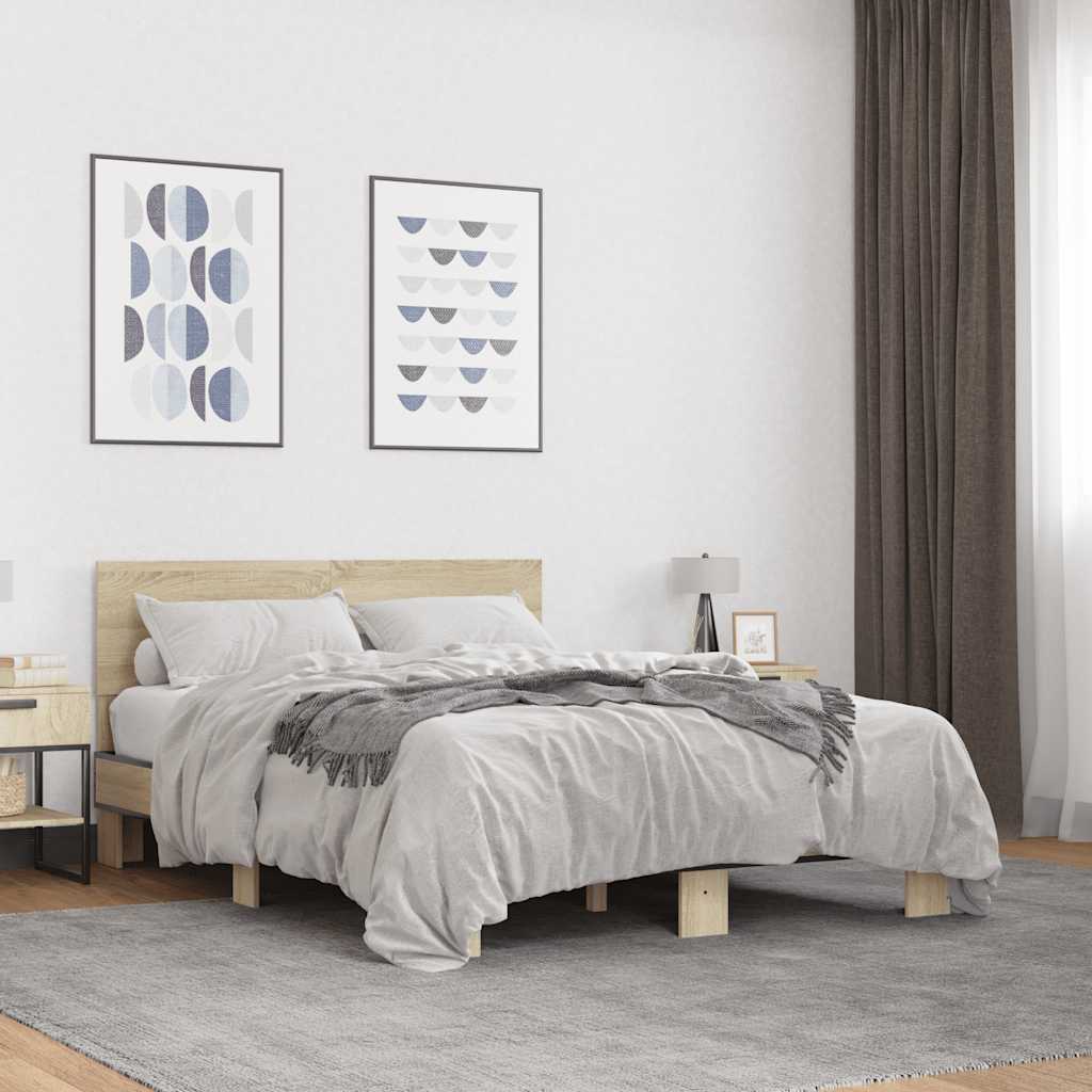 Bed Frame without Mattress Length 190 cm Sonoma oak 135 cm