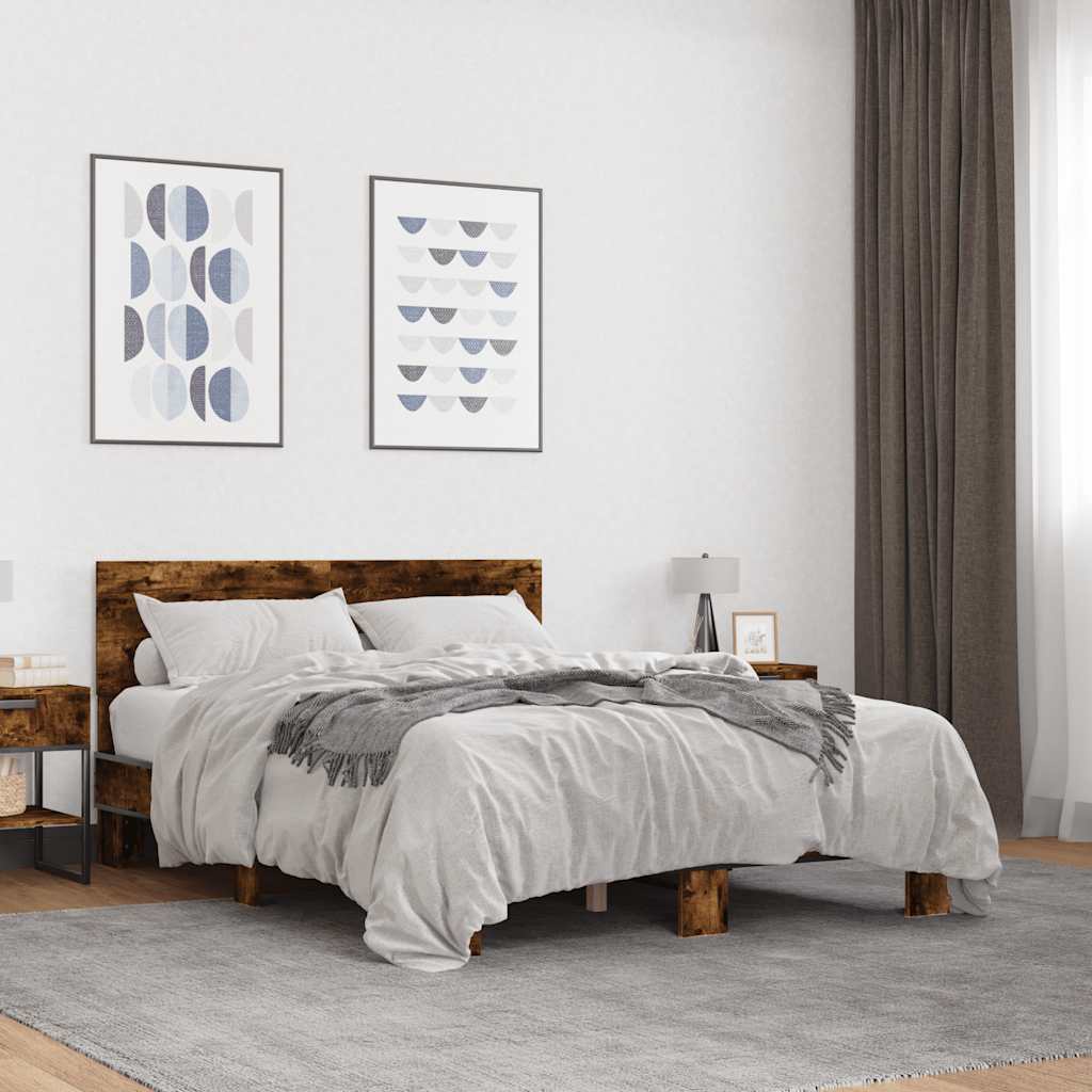 Bed Frame without Mattress Length 190 cm Smoked oak 135 cm