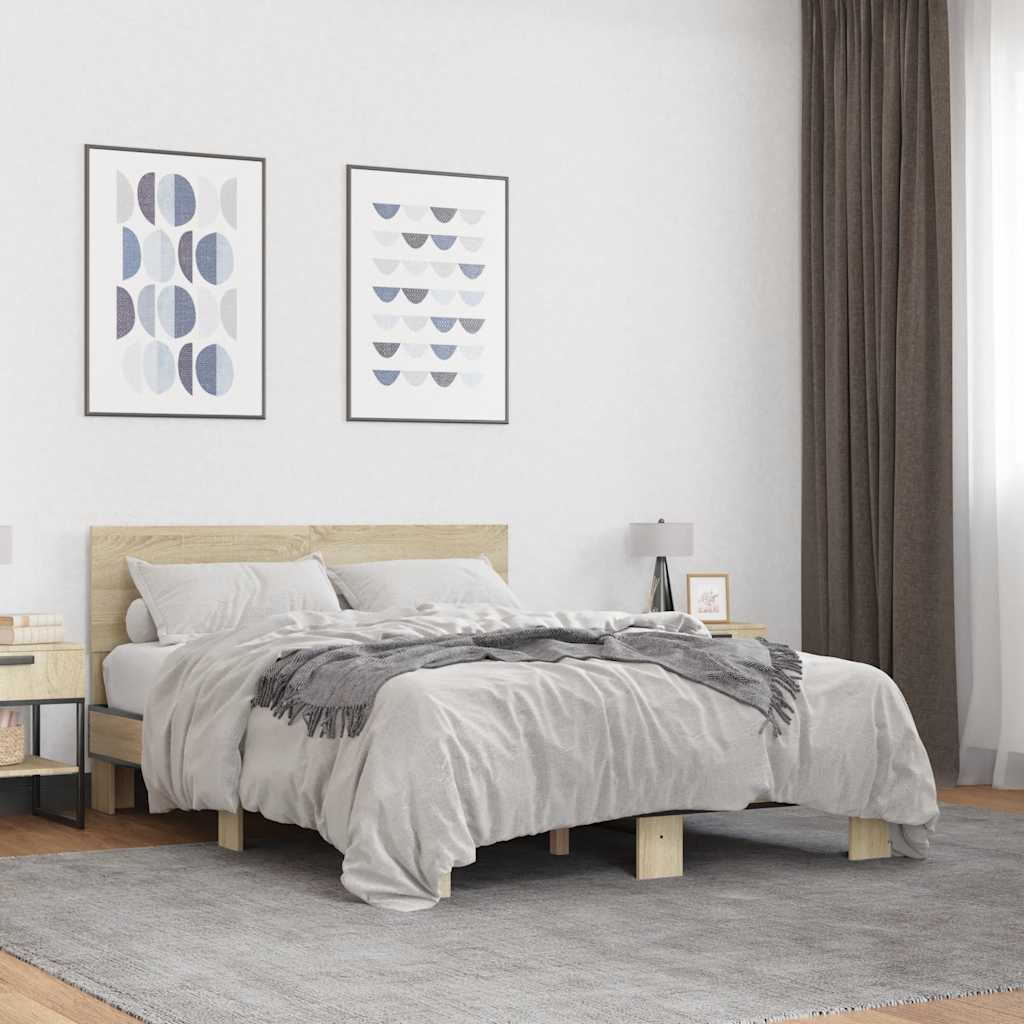 Bed Frame without Mattress Length 190 cm Sonoma oak 140 cm