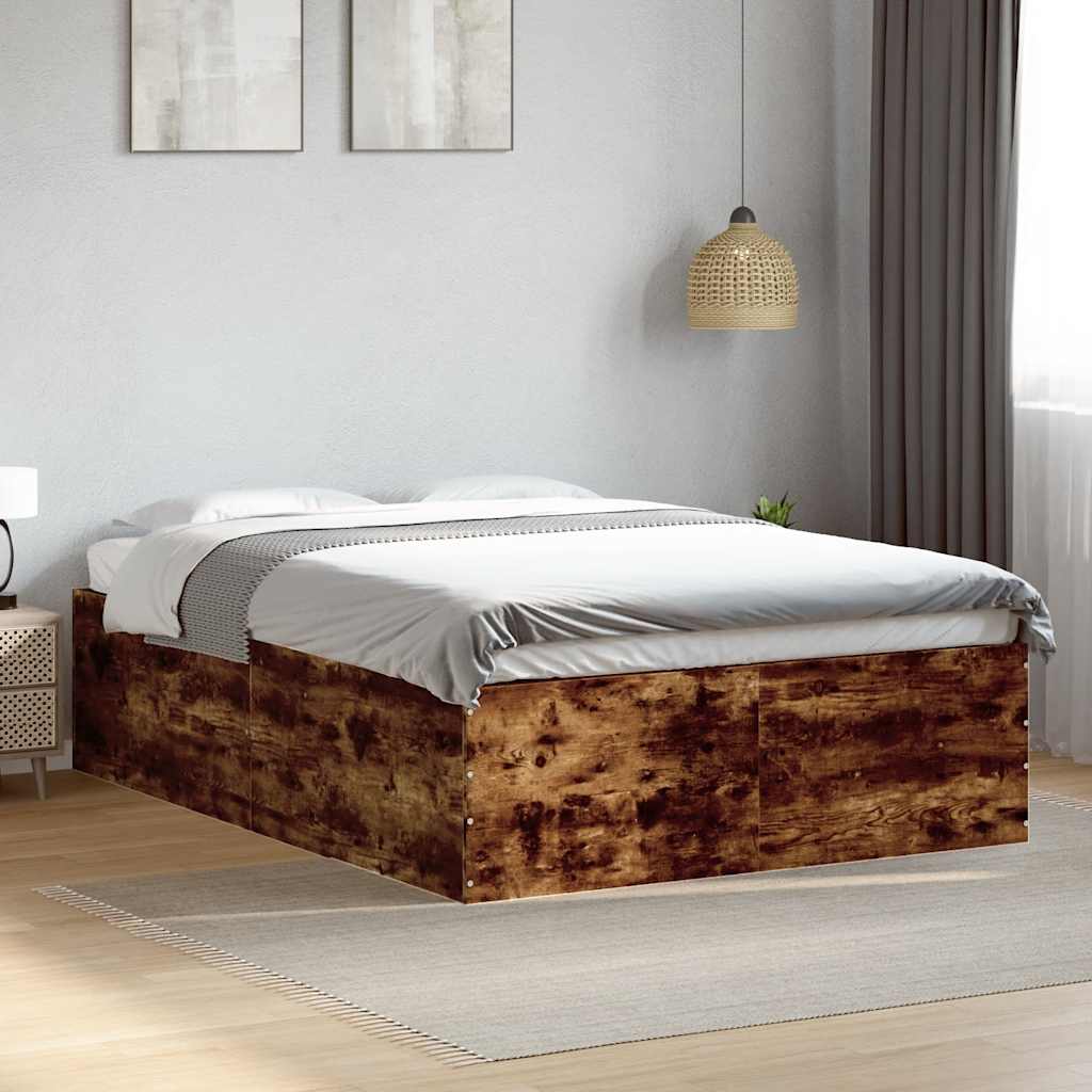 Bed Frame without Mattress 120x200 cm Height 45 cm Smoked oak
