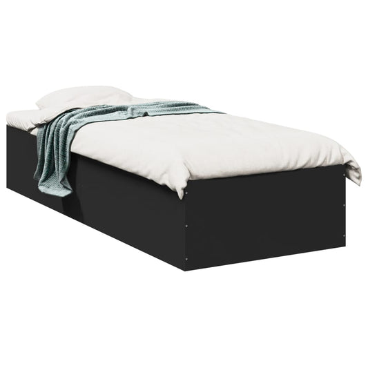 Bed Frame without Mattress Length 190 cm Height 35 cm Black 90 cm