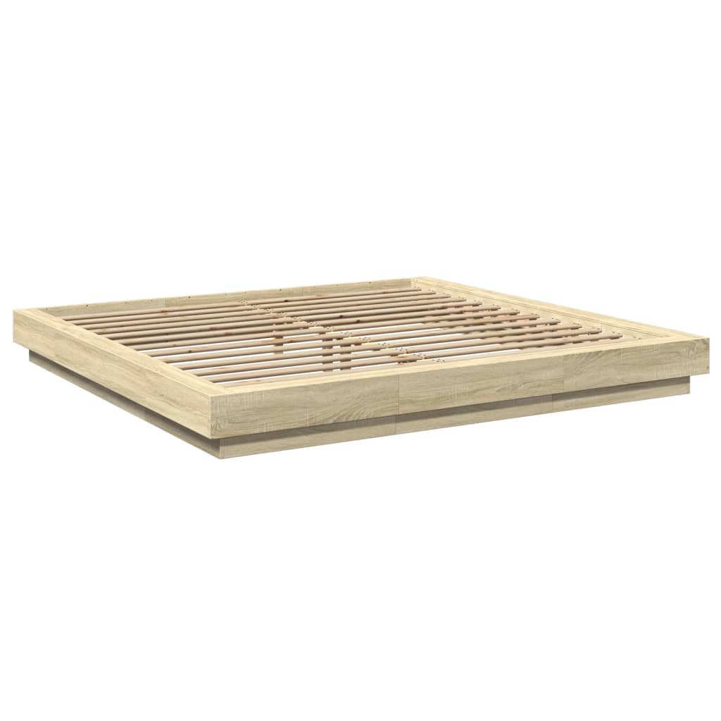 vidaXL Bed Frame with LED Lights without Mattress Sonoma Oak 200x200cm 3