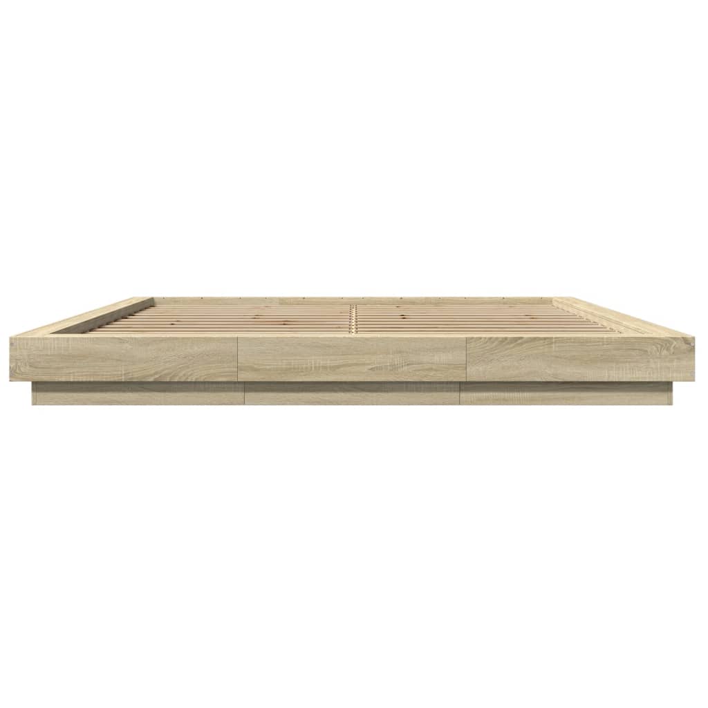 vidaXL Bed Frame with LED Lights without Mattress Sonoma Oak 200x200cm 5