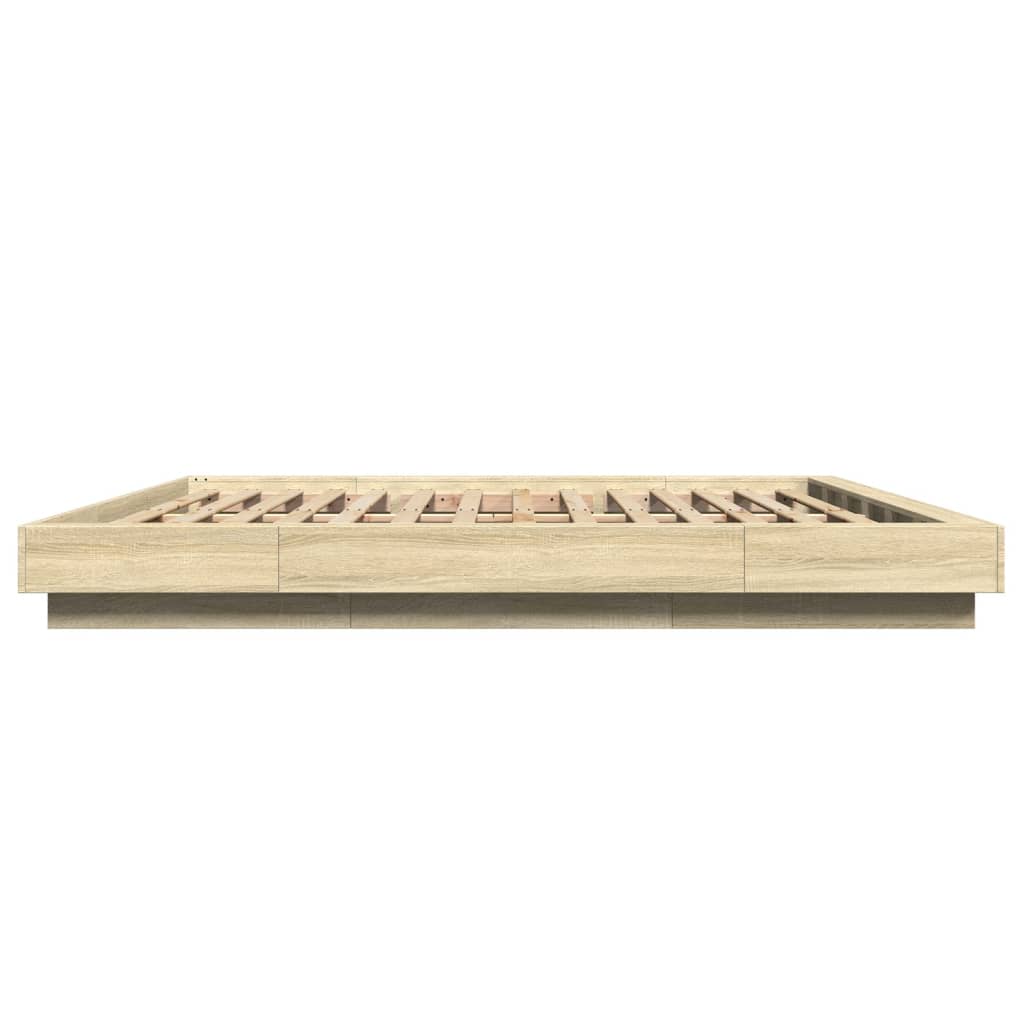 vidaXL Bed Frame with LED Lights without Mattress Sonoma Oak 200x200cm 6