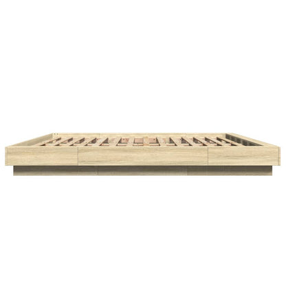 vidaXL Bed Frame with LED Lights without Mattress Sonoma Oak 200x200cm 6