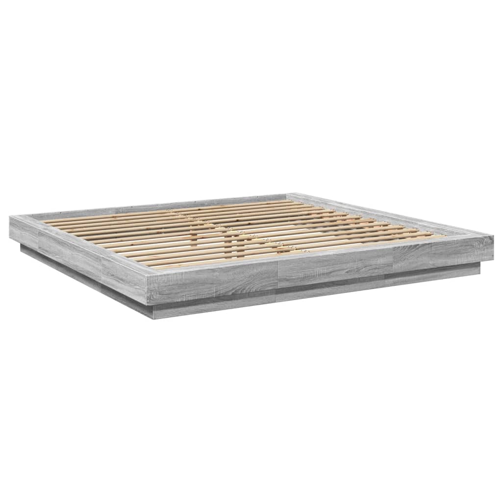 vidaXL Bed Frame with LED Lights without Mattress Grey Sonoma 200x200cm 3