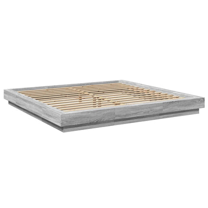 vidaXL Bed Frame with LED Lights without Mattress Grey Sonoma 200x200cm 3