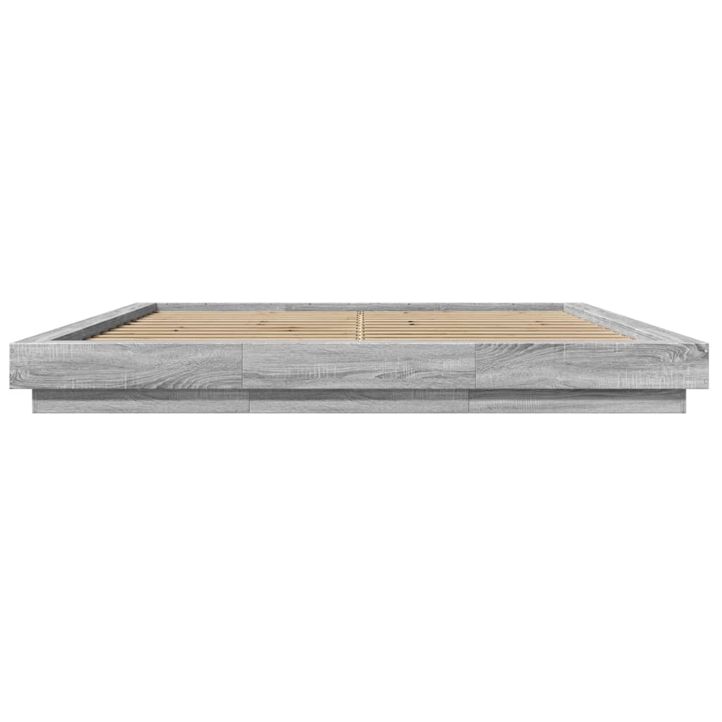 vidaXL Bed Frame with LED Lights without Mattress Grey Sonoma 200x200cm 5