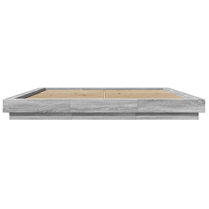 vidaXL Bed Frame with LED Lights without Mattress Grey Sonoma 200x200cm 5