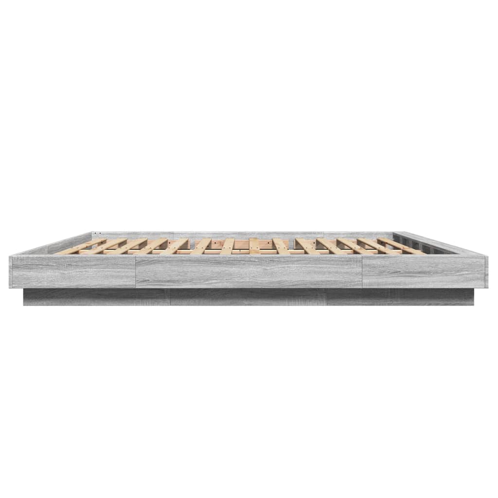 vidaXL Bed Frame with LED Lights without Mattress Grey Sonoma 200x200cm 6