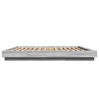 vidaXL Bed Frame with LED Lights without Mattress Grey Sonoma 200x200cm 6